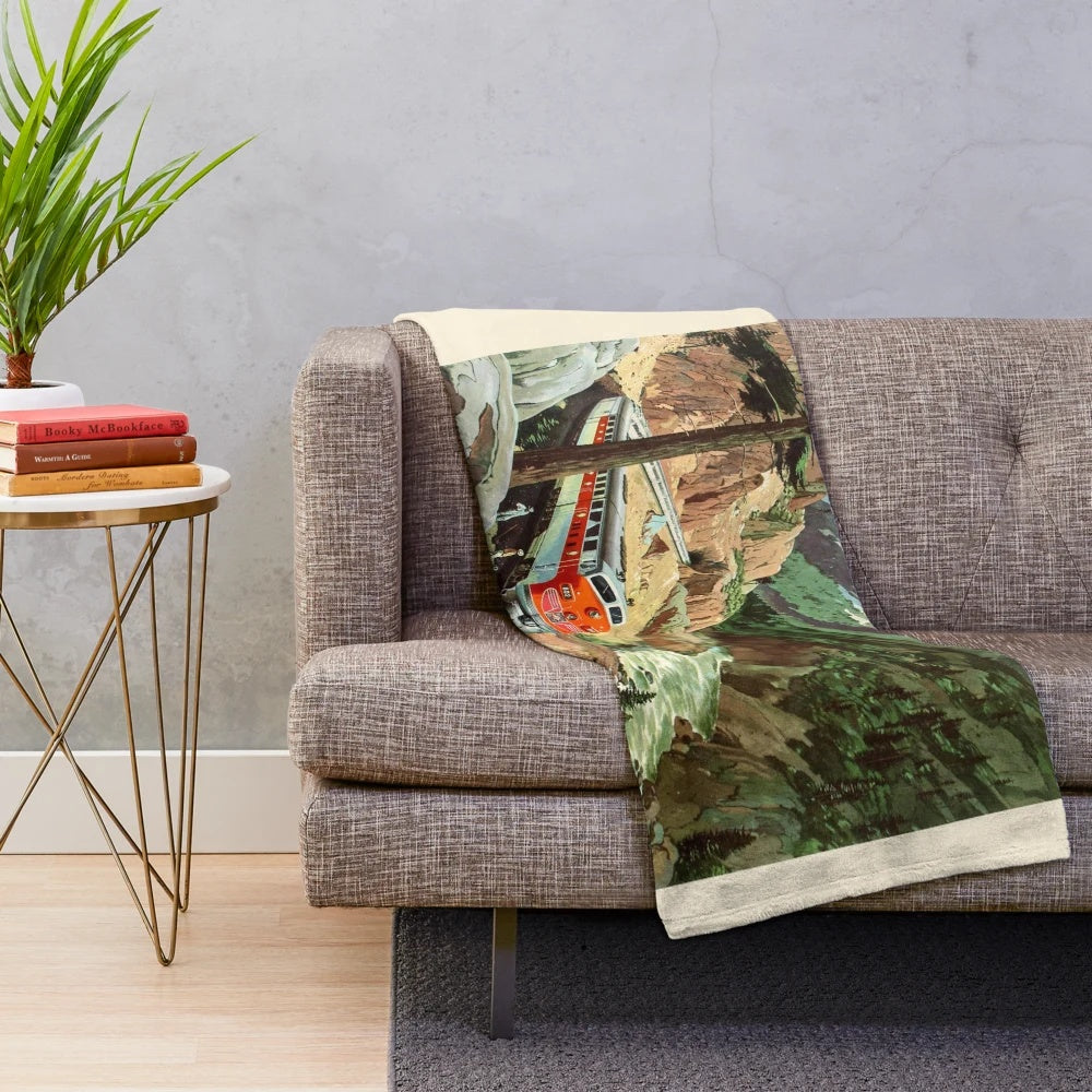 Cozy plush blanket featuring the iconic California Zephyr train