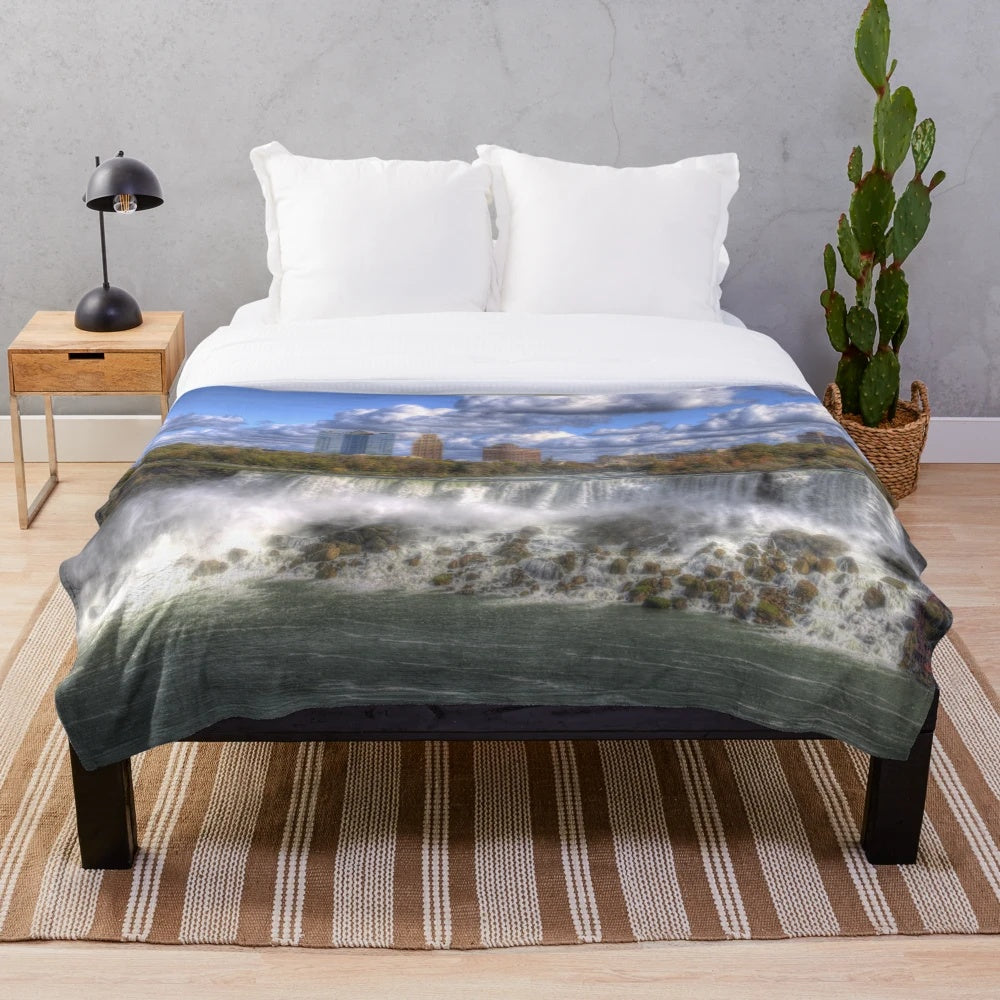 Niagara Falls Canada plush blanket with scenic waterfall design