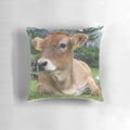 Cow Laying Down Pillow with Scenic Swiss Mountain Landscape