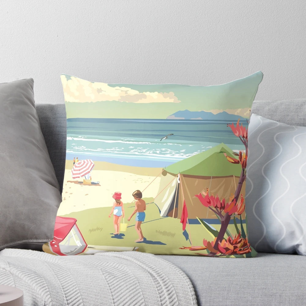 Waihi Beach, New Zealand Pillow - Soft and Comfortable Tropical Accent Pillow