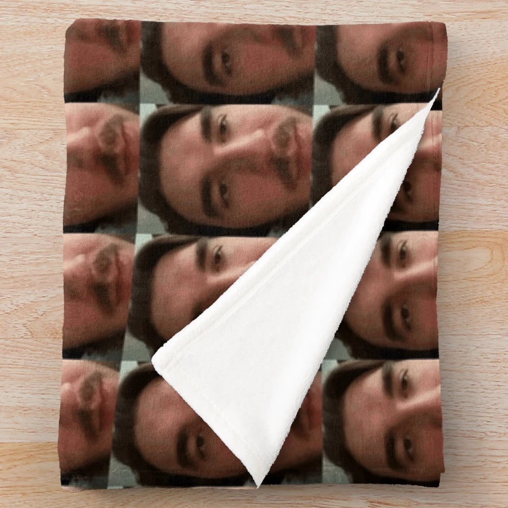 Schlatt-inspired plush blanket featuring the Schlatt and Schlanket design