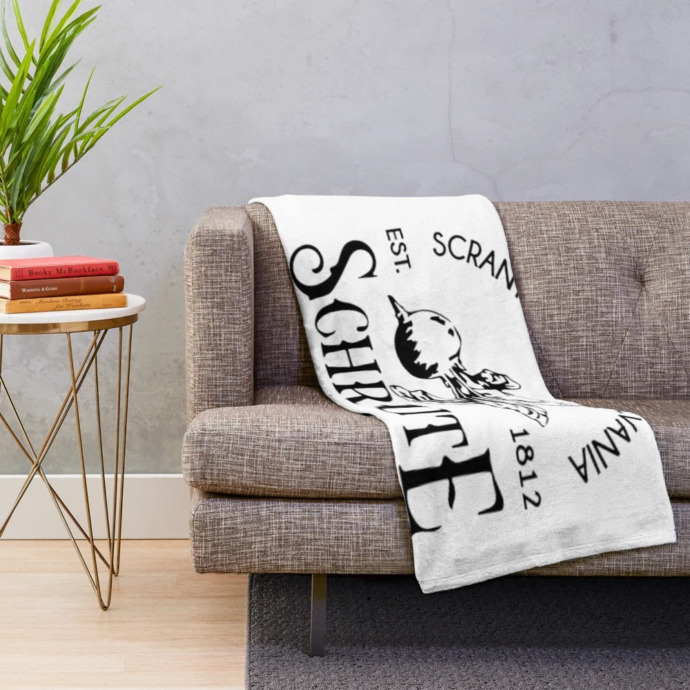 Schrute Farms Inspired Plush Blanket featuring the iconic logo and imagery from the popular TV show The Office