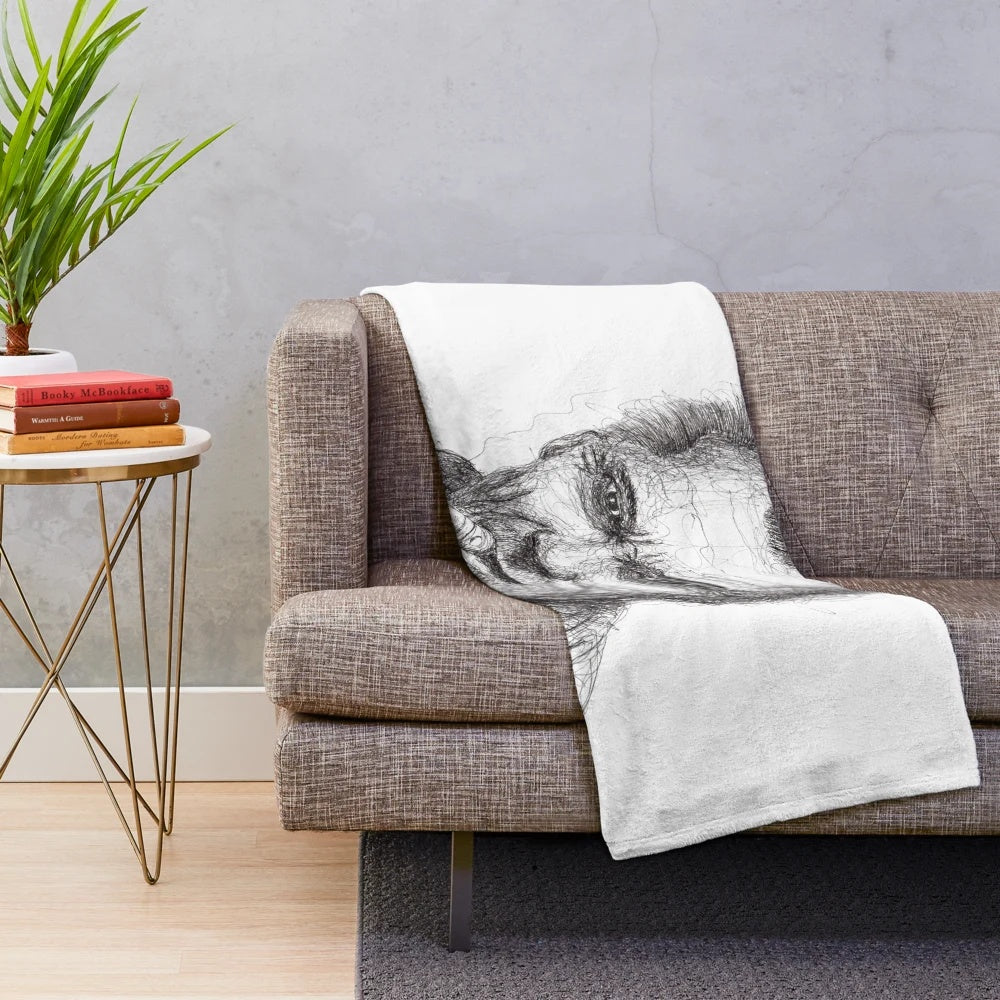 Arnold Schwarzenegger-inspired plush blanket featuring the action star's iconic look