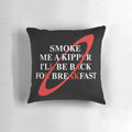 Retro 'Smoke Me a Kipper' pillow inspired by the sci-fi TV series Red Dwarf