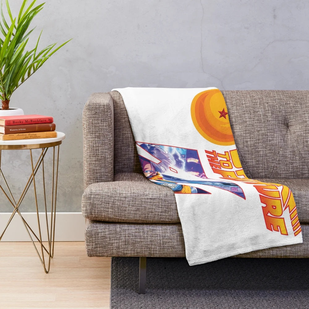 Sci-Fi Fusion Plush Blanket Featuring Dragon Ball Z and Back to the Future Crossover Art
