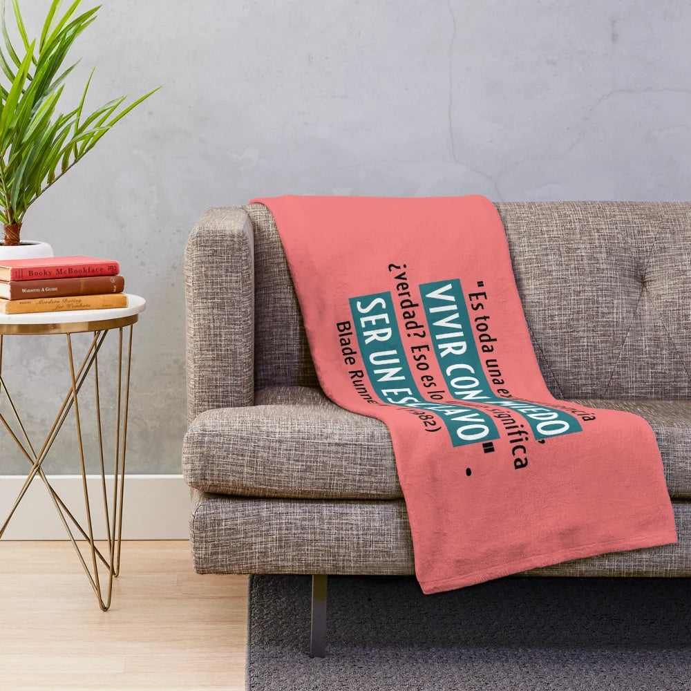 Blade Runner inspired plush blanket with futuristic sci-fi design
