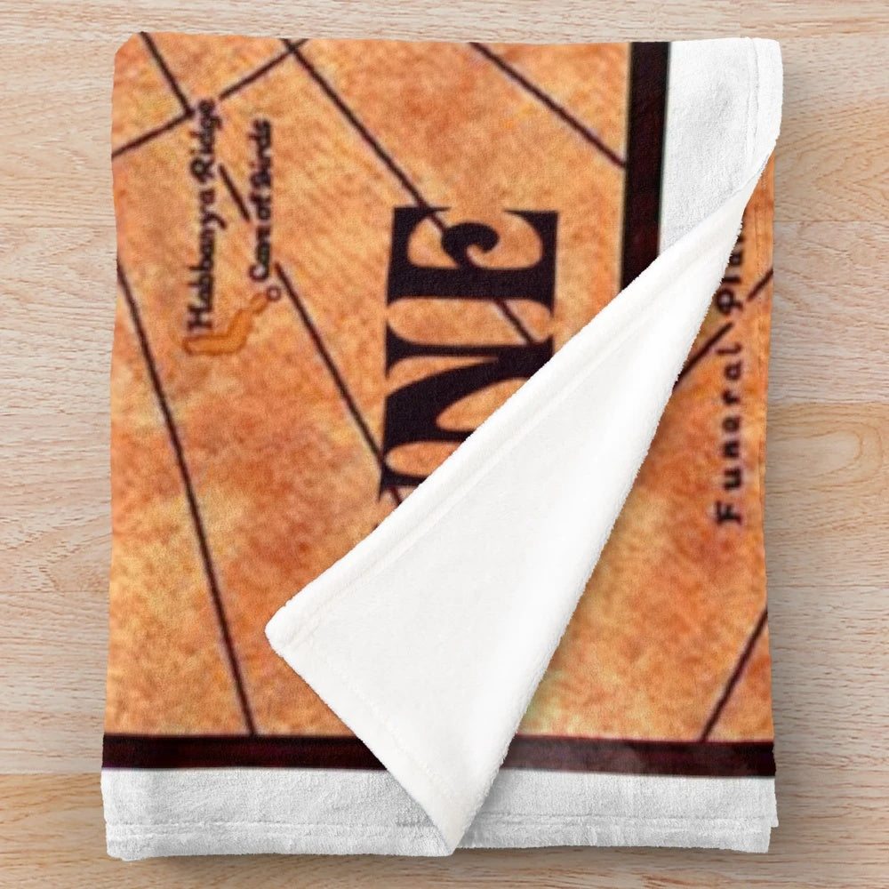 Dune map plush blanket featuring a detailed sci-fi fantasy map design