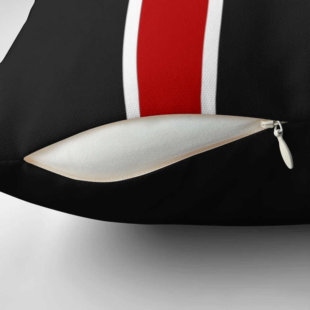 Stylized N7 emblem from the Mass Effect video game series printed on a high-quality throw pillow