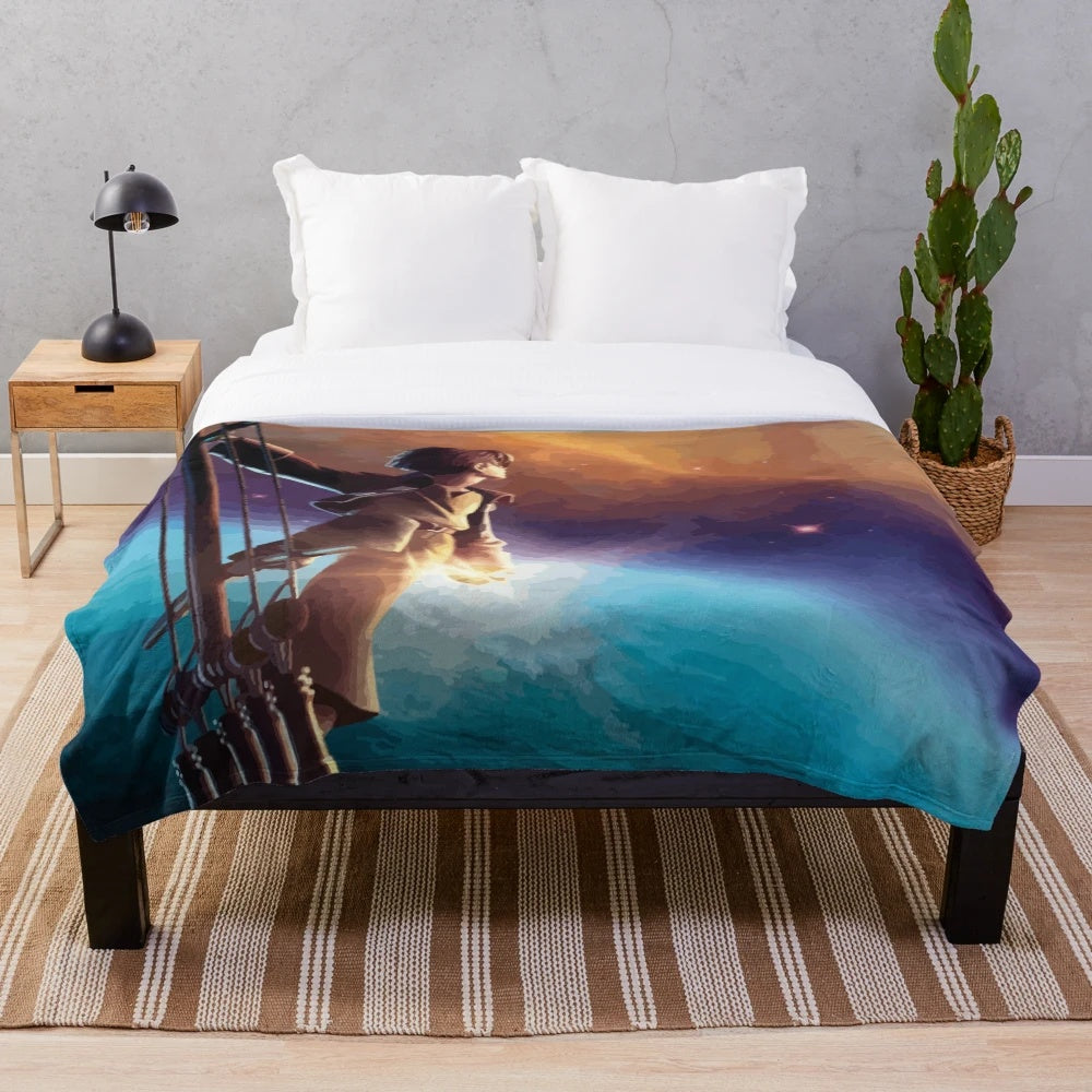 Treasure Planet inspired plush blanket featuring galaxy and space elements