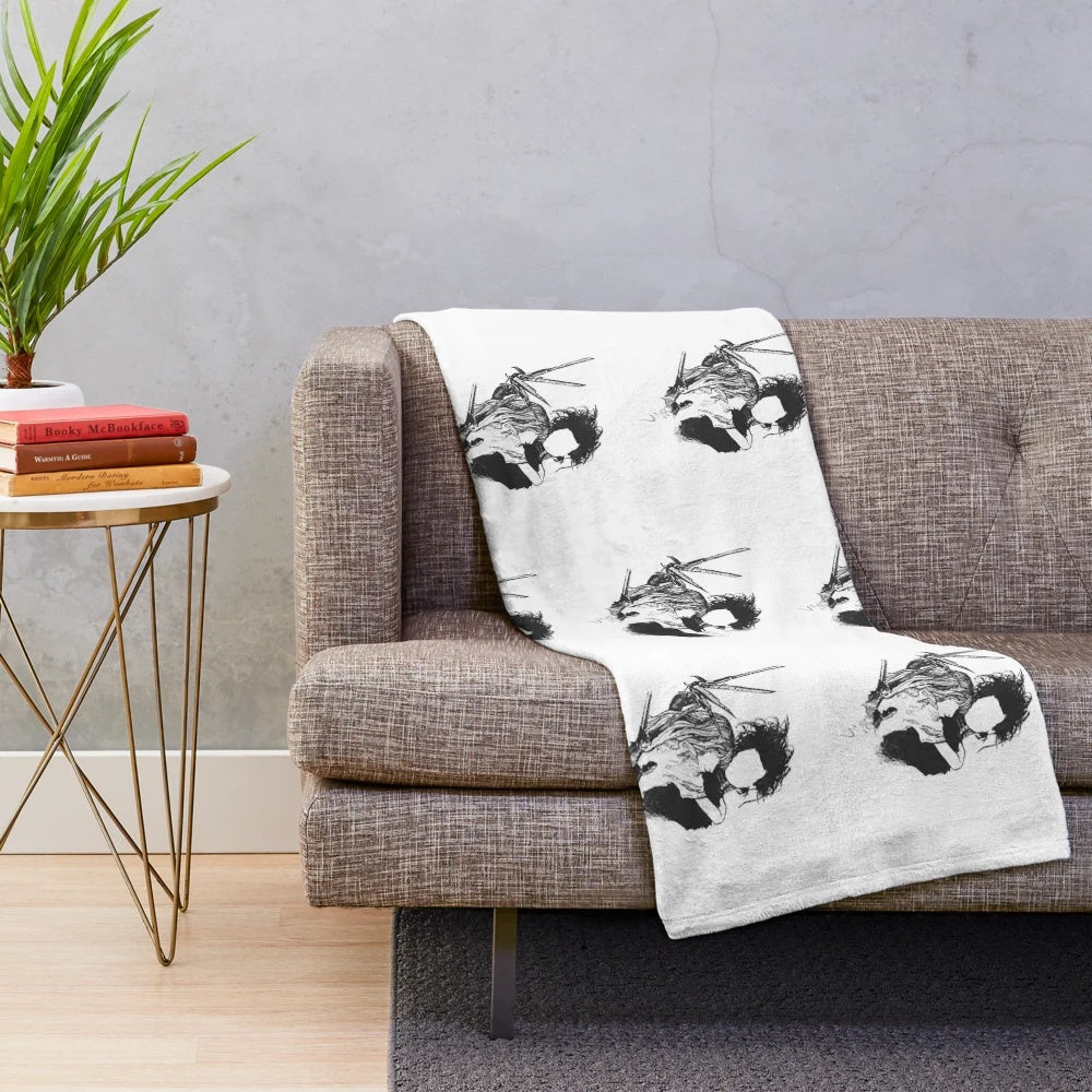 Scissorhands themed plush blanket with gothic design