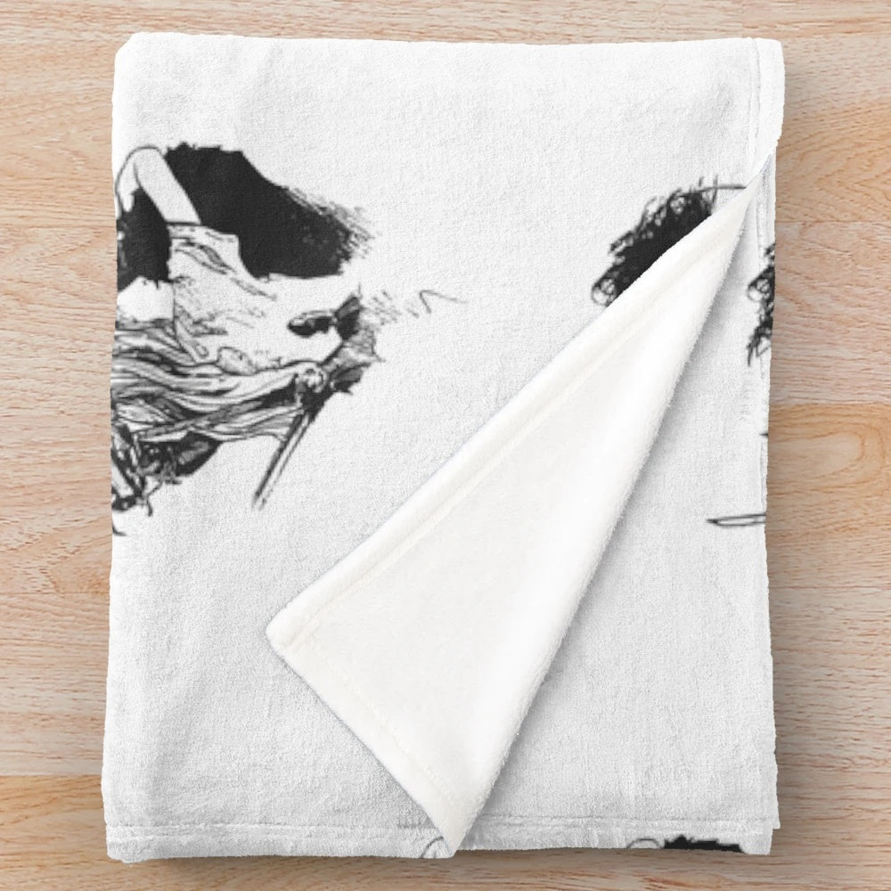Scissorhands themed plush blanket with gothic design