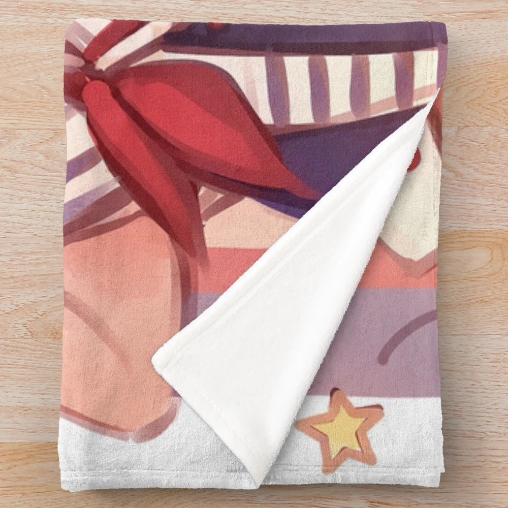Scoops Ahoy plush blanket featuring the iconic Stranger Things logo and ice cream shop design