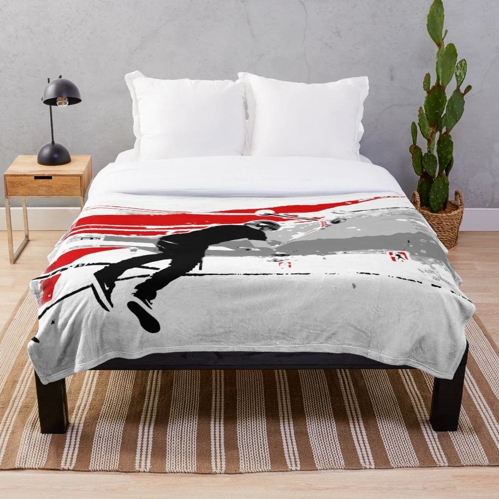 Scooter tricks plush blanket with tail whip design