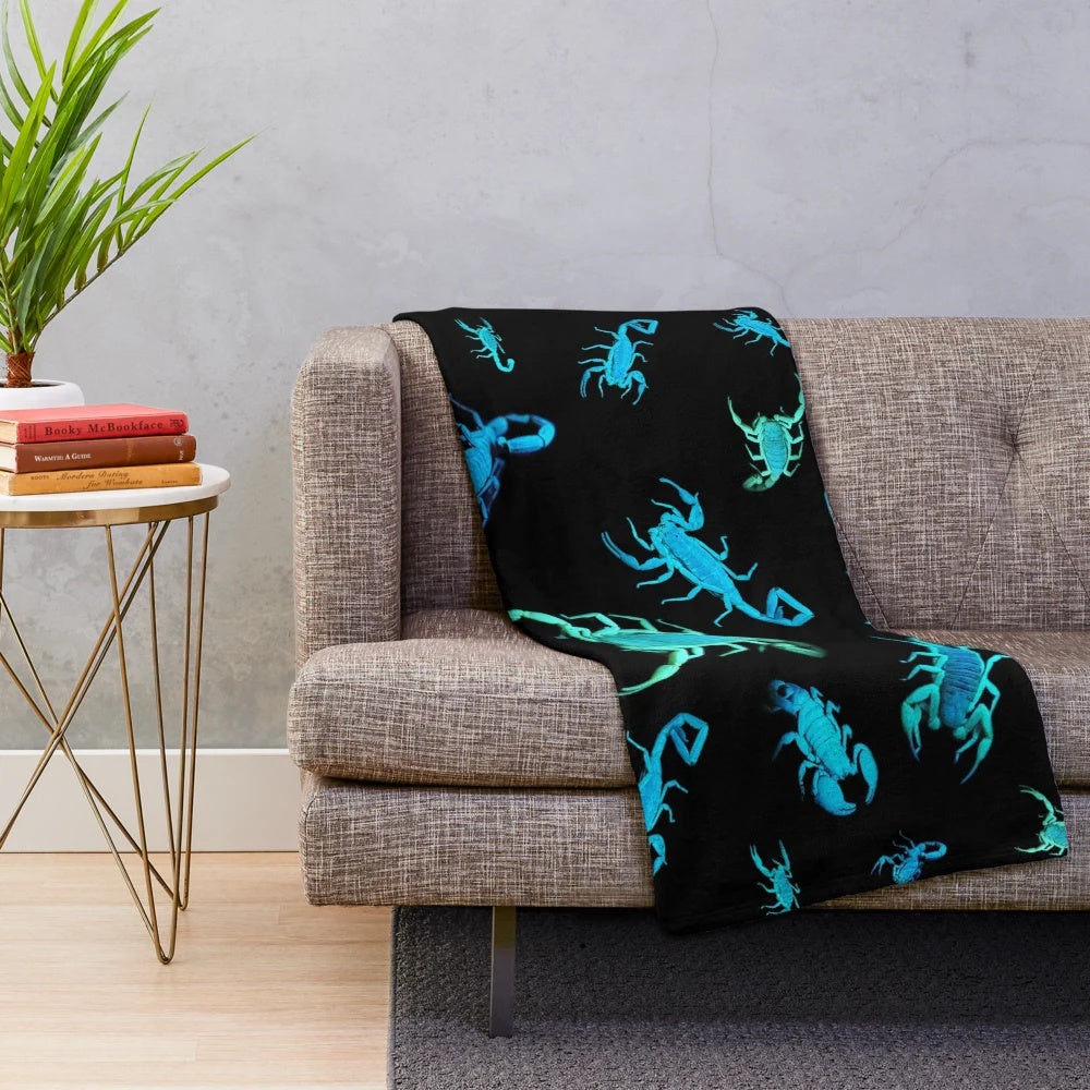 Scorpion-themed plush blanket with abstract nature design