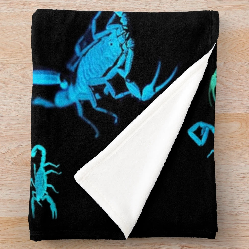 Scorpion-themed plush blanket with abstract nature design