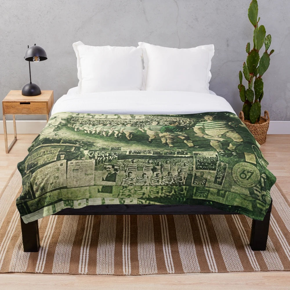 Scotland Lions Inspired Plush Blanket with Football/Soccer Motif