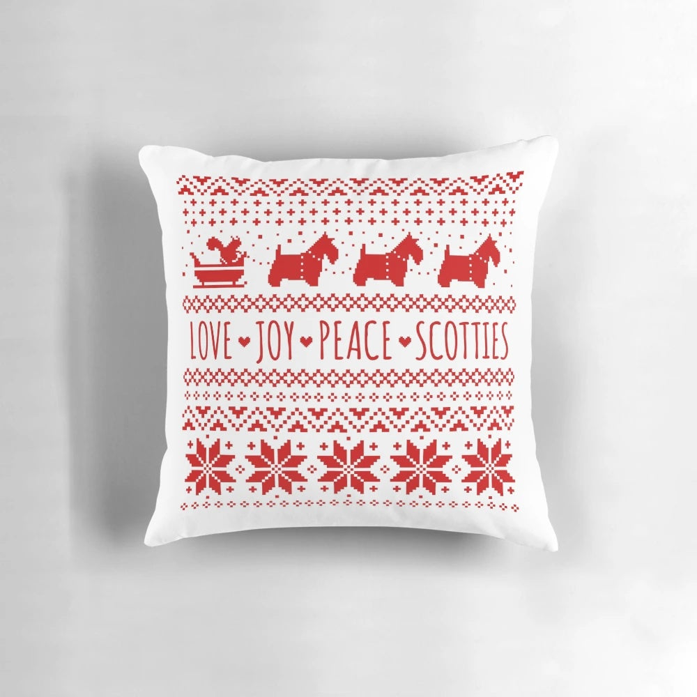 Scottish Terrier Silhouettes in a Christmas Pattern on a Pillow