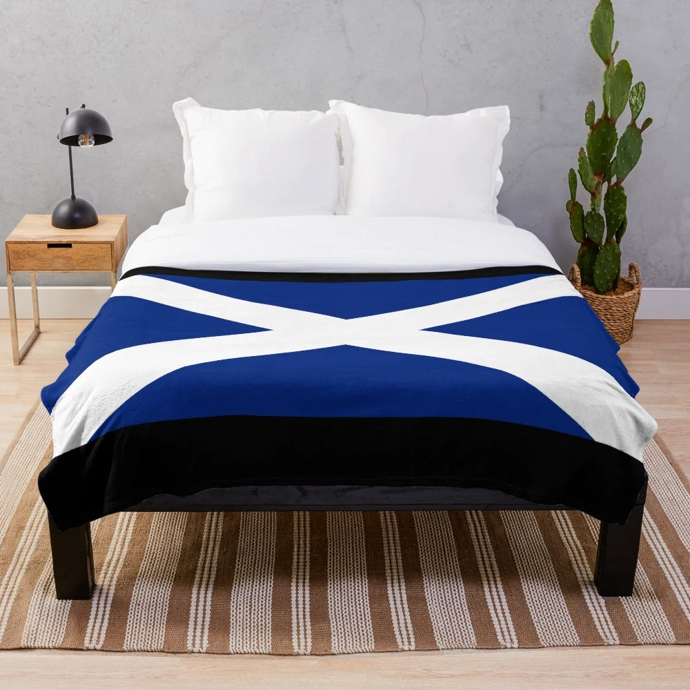 Scottish flag plush blanket with Celtic design