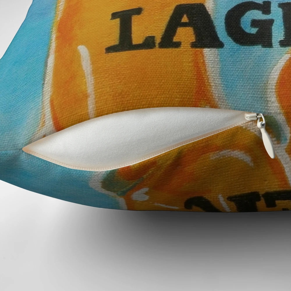 Pillow featuring the Tennents lager logo and branding