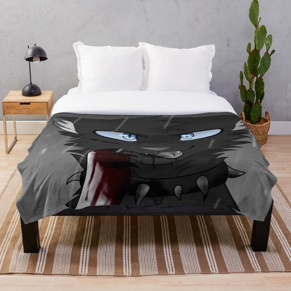 Scourge plush blanket featuring a warrior cat design
