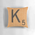 Scrabble Letter K Decorative Throw Pillow for Scrabble, Word Game, and English Language Enthusiasts