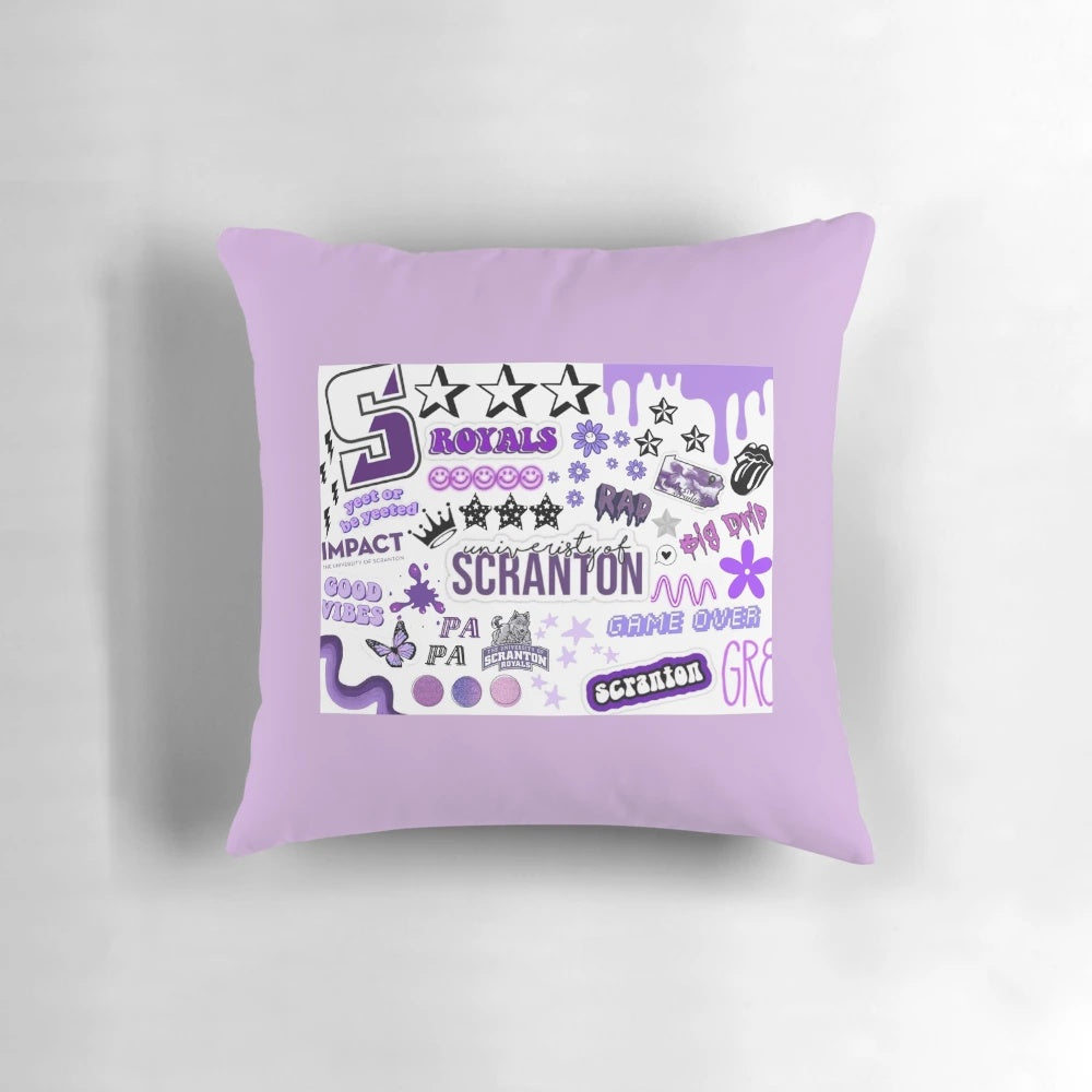 University of Scranton Royals college pillow featuring the school's logo and colors