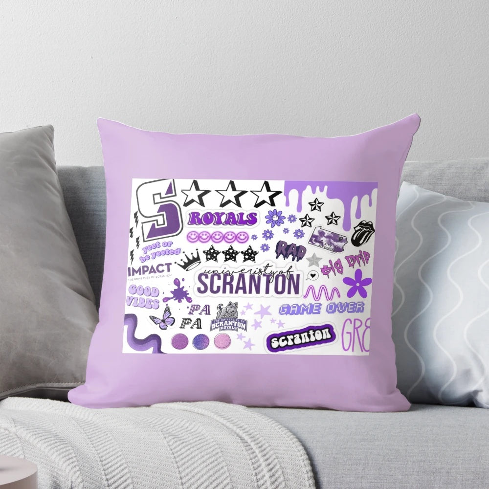 University of Scranton Royals college pillow featuring the school's logo and colors