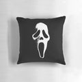 Scream mask horror movie-themed decorative pillow