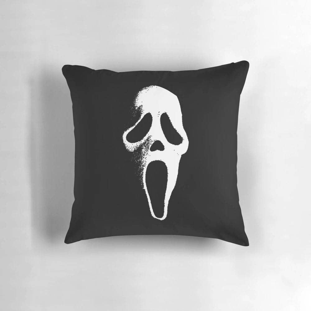Scream mask horror movie-themed decorative pillow