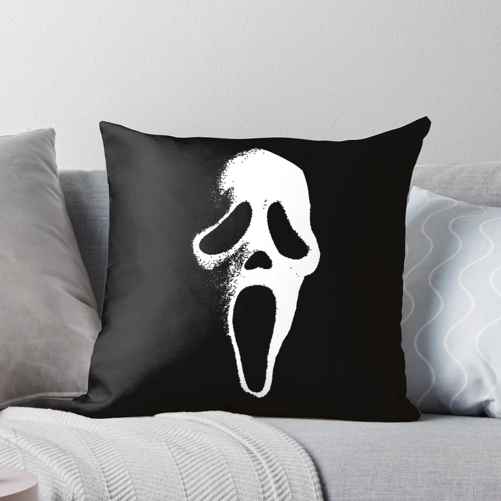 Scream mask horror movie-themed decorative pillow