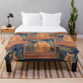 Scream painting with a cat design on a plush blanket