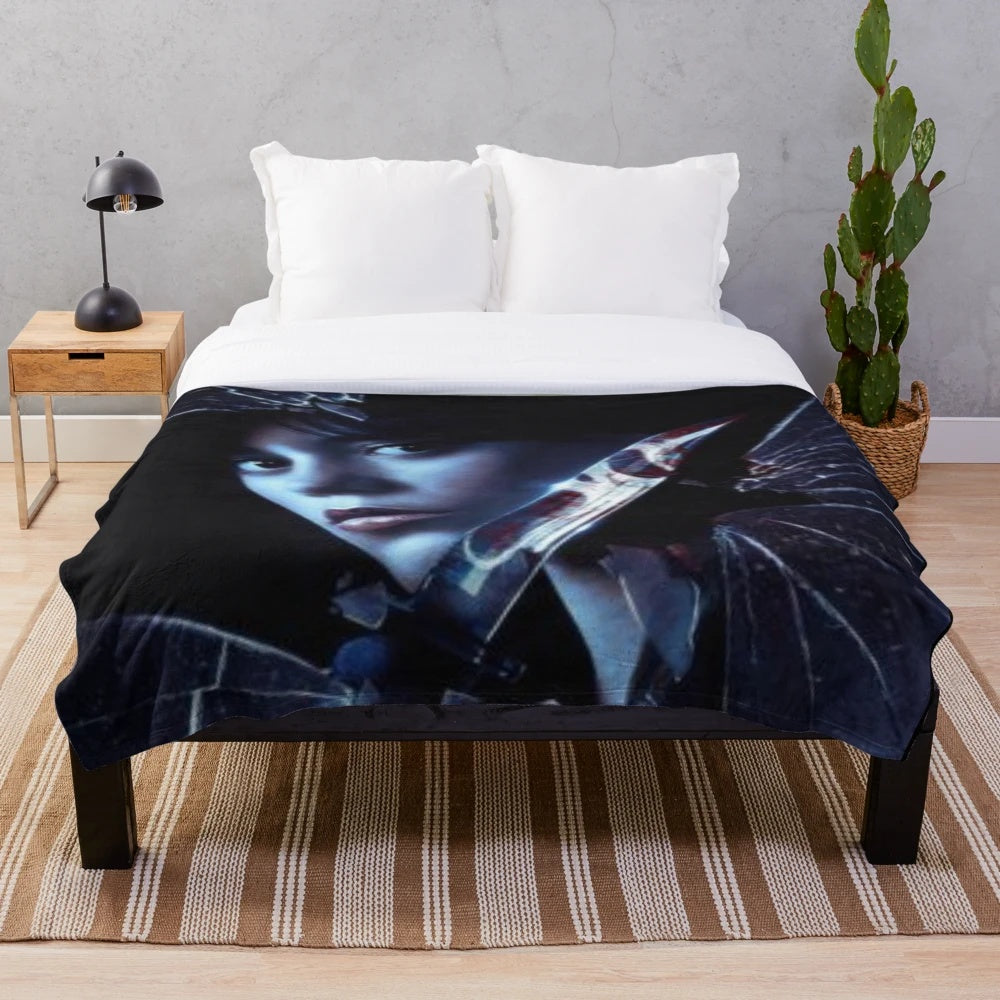 Scream VI-inspired plush blanket featuring Tara Carpenter character played by Jenna Ortega