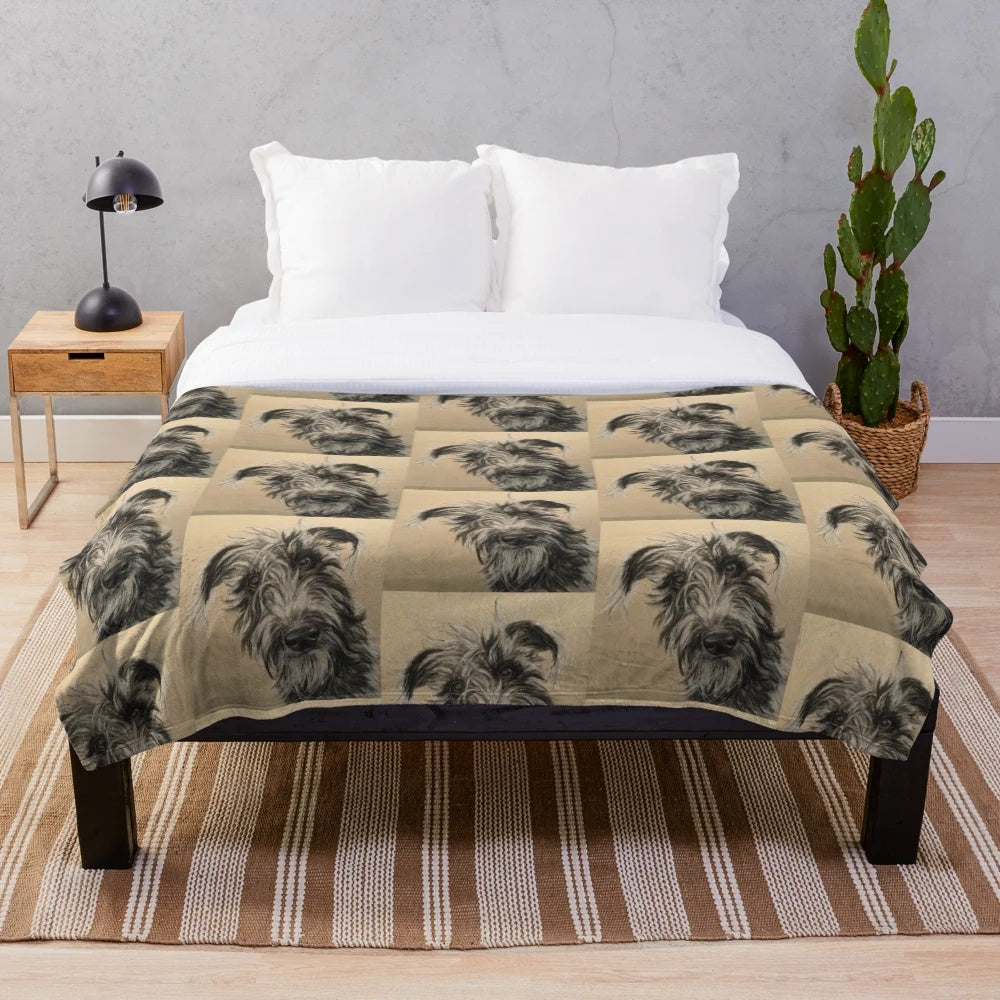 Scruffy beddy whippet lurcher dog plush blanket
