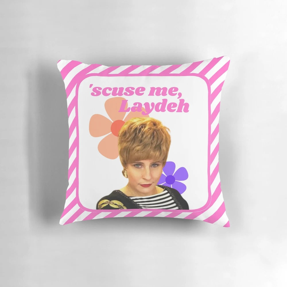 Scuse Me! Pillow, a charming and quirky cushion featuring the popular "Scuse Me Lady" design.