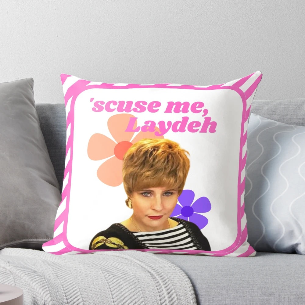 Scuse Me! Pillow, a charming and quirky cushion featuring the popular "Scuse Me Lady" design.