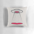 A vibrant, retro-inspired pillow featuring a cartoon spaceship and the text "Looking for Love