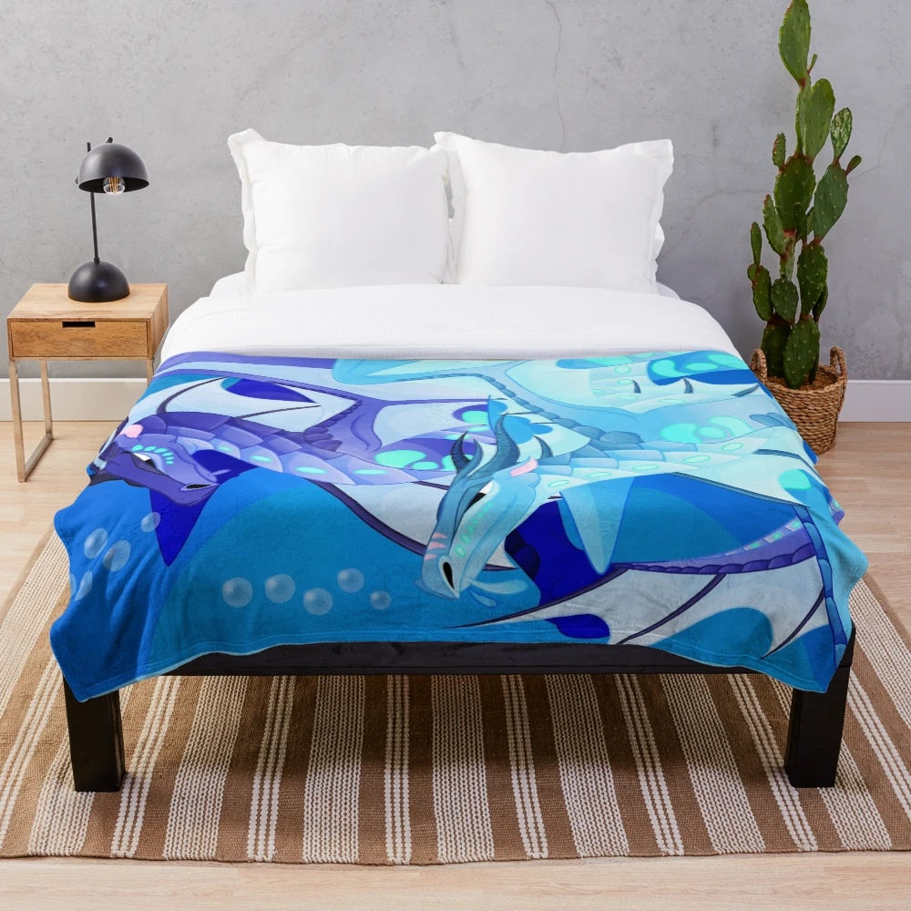 Plush blanket featuring Tsunami and Riptide from the Wings of Fire book series