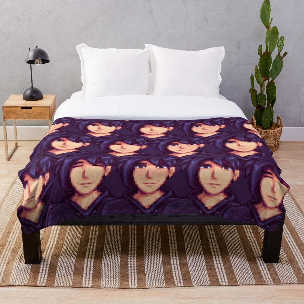 Sebastian Plush Blanket - Soft and Cozy Gaming Throw Pillow Inspired by Stardew Valley Video Game