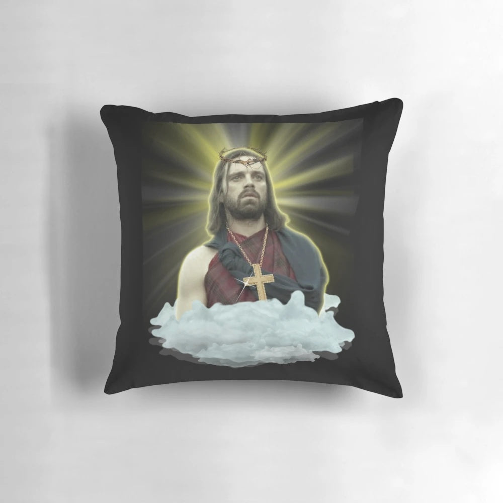 Pillow featuring Sebastian Stan as Jesus and Bucky Barnes