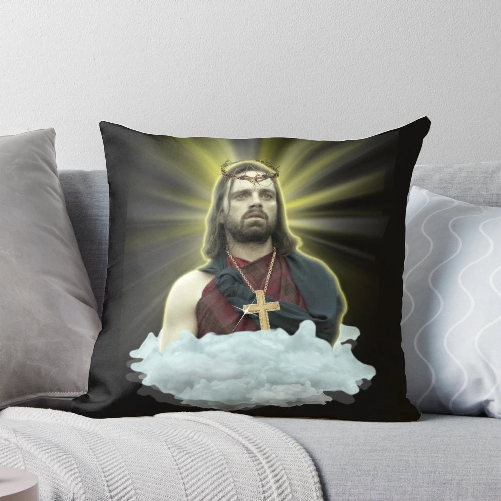 Pillow featuring Sebastian Stan as Jesus and Bucky Barnes