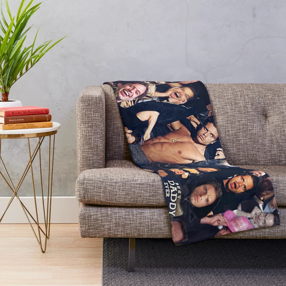 Sebastian Stan collage design plush blanket