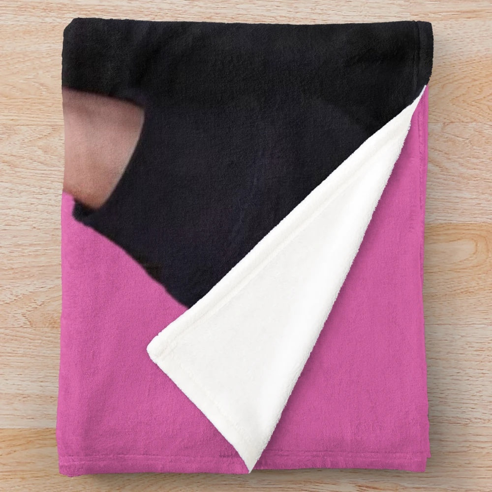 Sebastian Stan inspired plush blanket with pink cowboy hat
