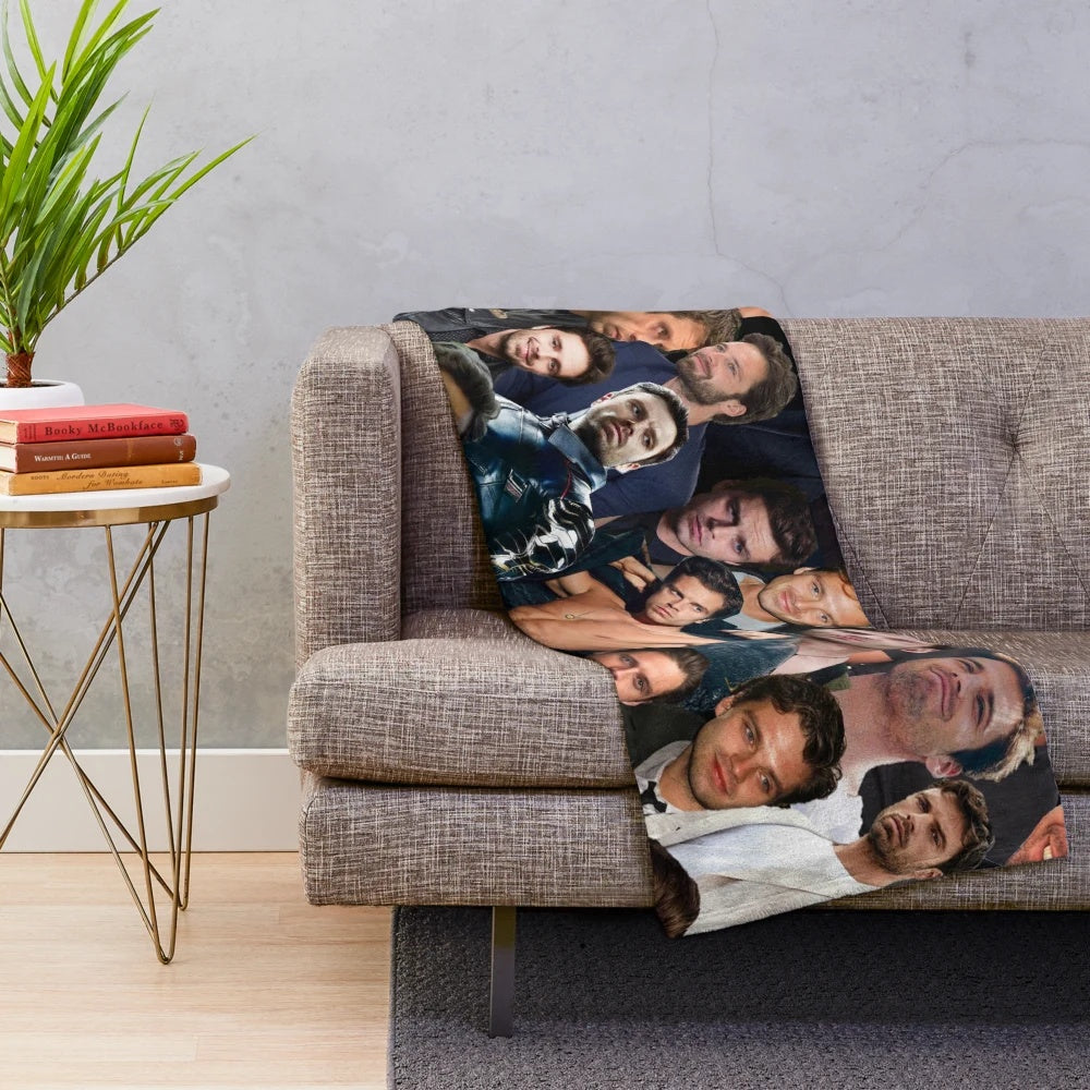 Sebastian Stan inspired plush collage blanket