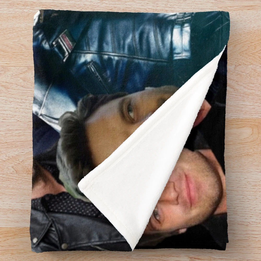 Sebastian Stan inspired plush collage blanket