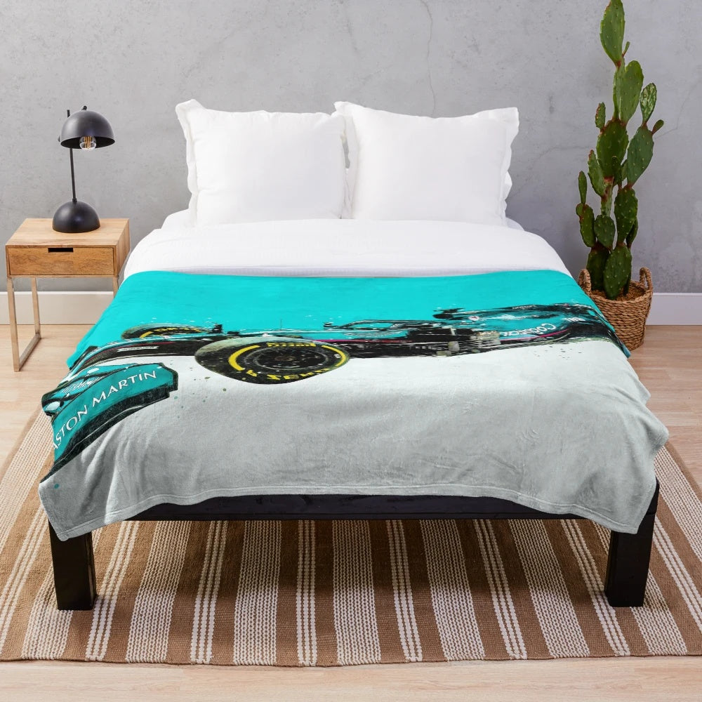 Sebastian Vettel Aston Martin Formula 1 Car Plush Blanket