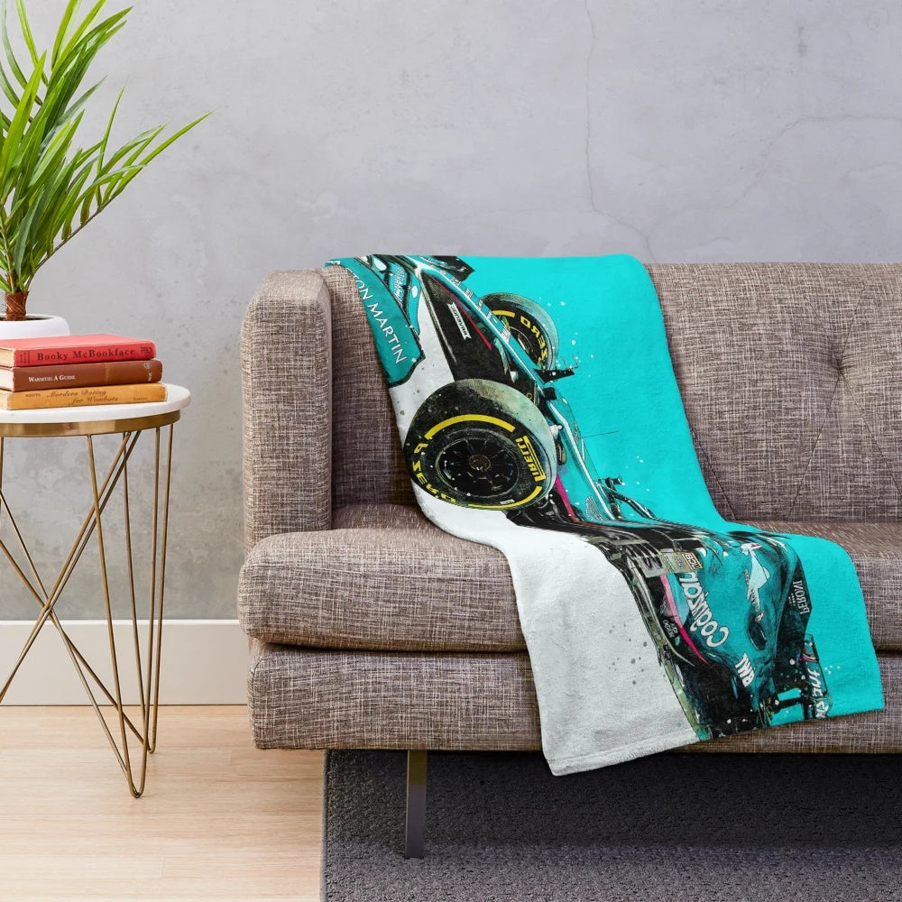 Sebastian Vettel Aston Martin Formula 1 Car Plush Blanket