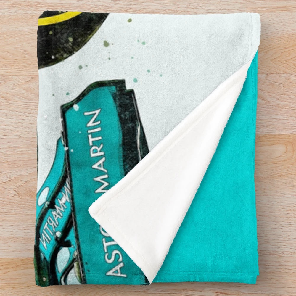 Sebastian Vettel Aston Martin Formula 1 Car Plush Blanket