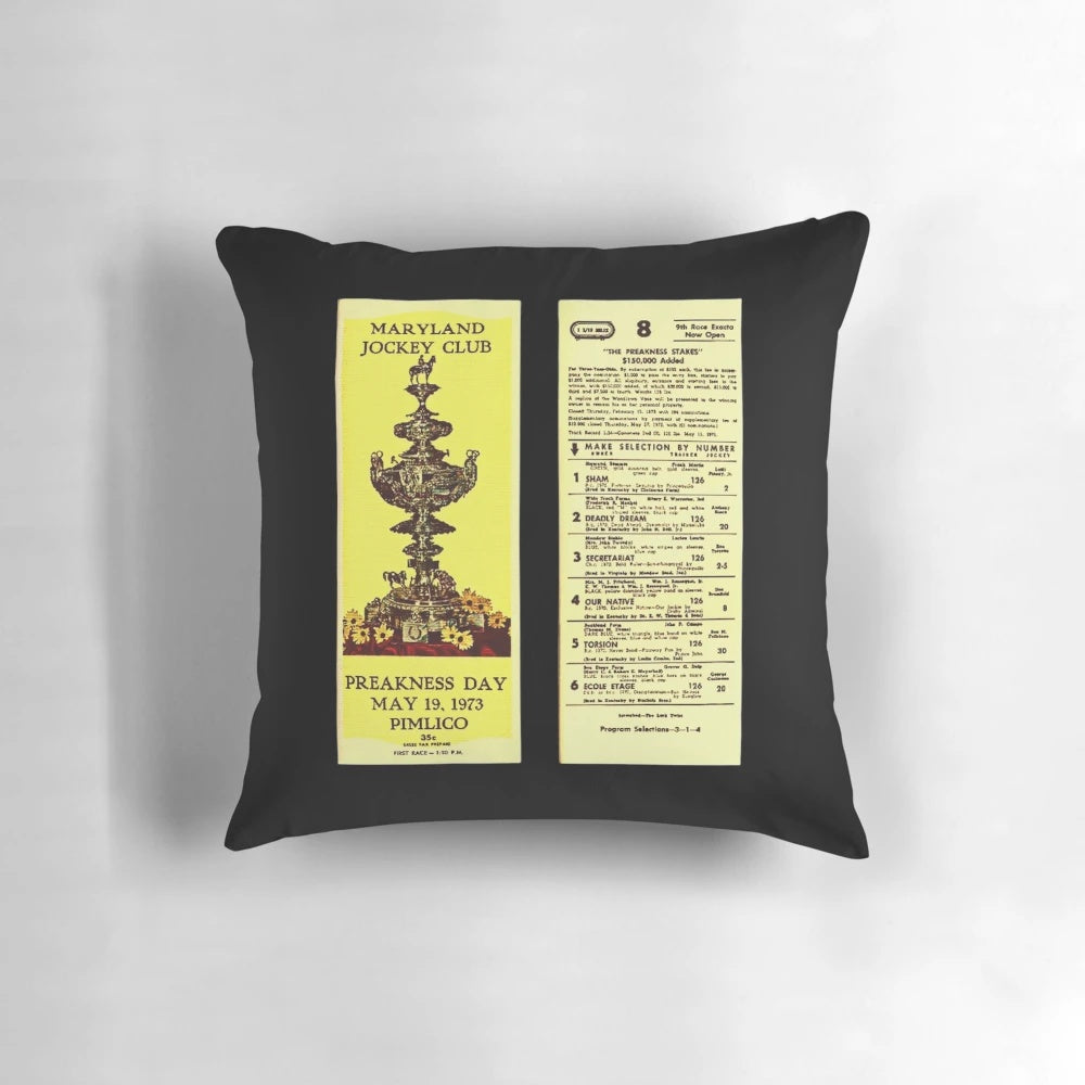 Secretariat and Ecole Etage 1973 Preakness Horse Racing Pillow
