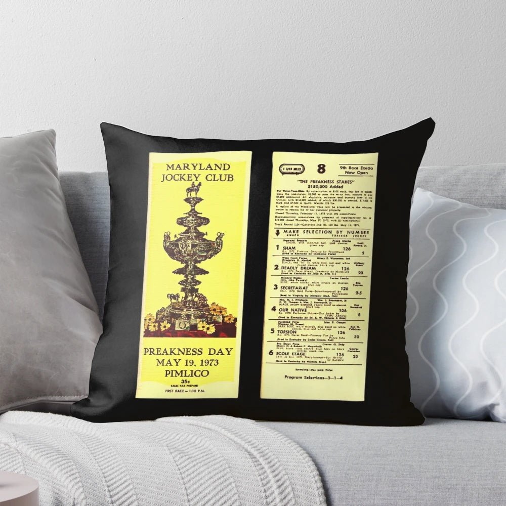 Secretariat and Ecole Etage 1973 Preakness Horse Racing Pillow