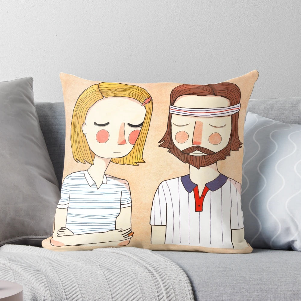Secretly In Love Pillow featuring characters from The Royal Tenenbaums by Wes Anderson